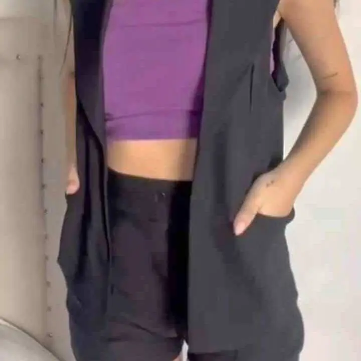Conjunto bengalina short + chaleco largo