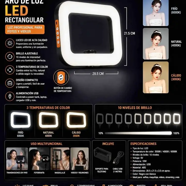 Aro de luz LED rectangular