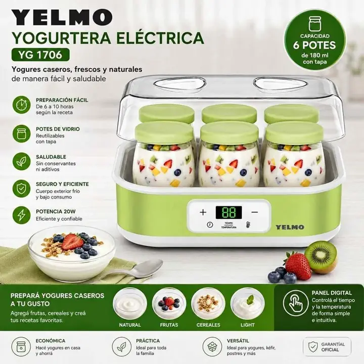 Yogurtera electrica 6 frascos yelmo