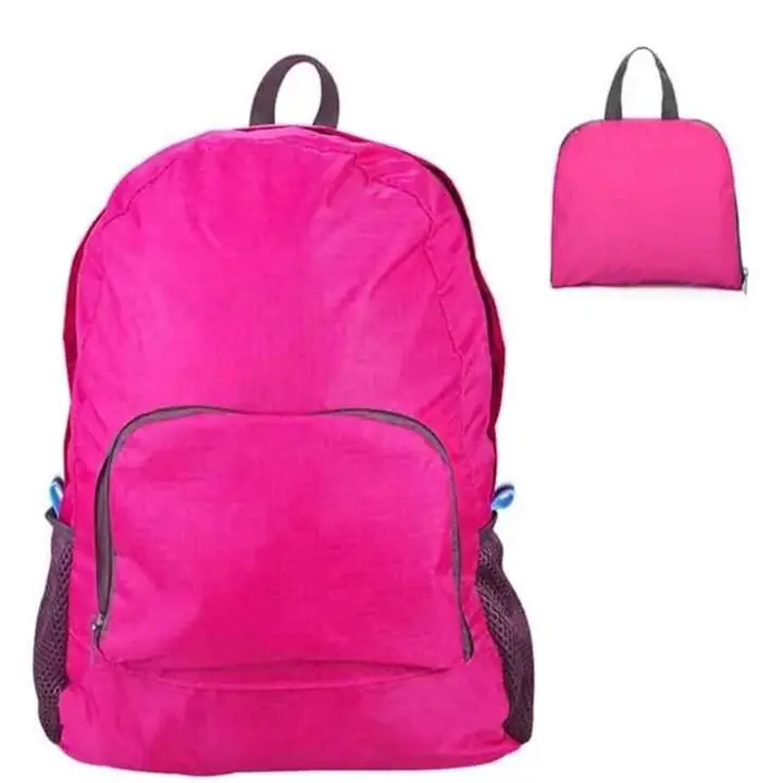 Mochila plegable poliester rosa 40x30x18 cm