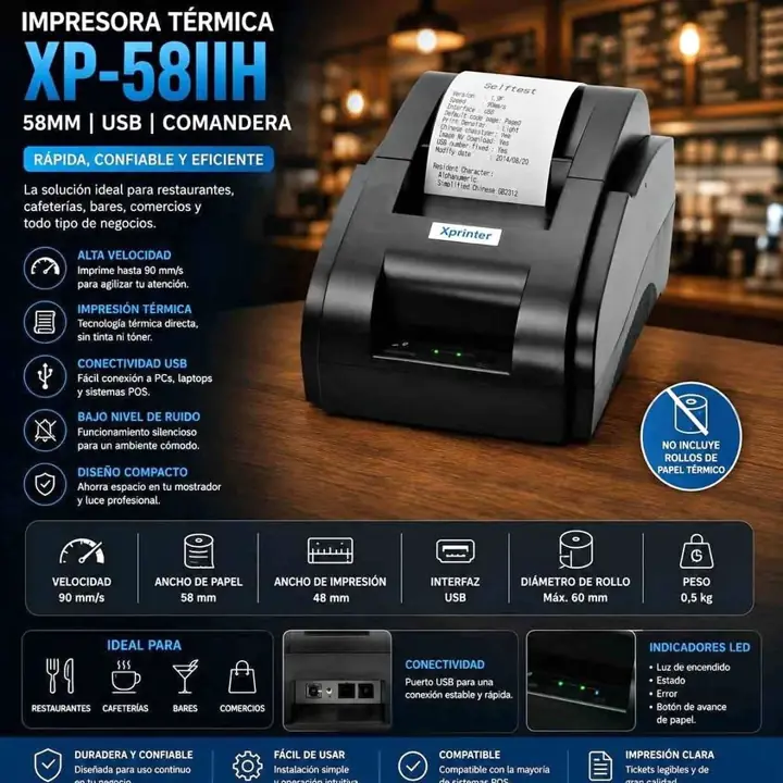 Impresora termica 58 mm XP-58IIH USB comandera
