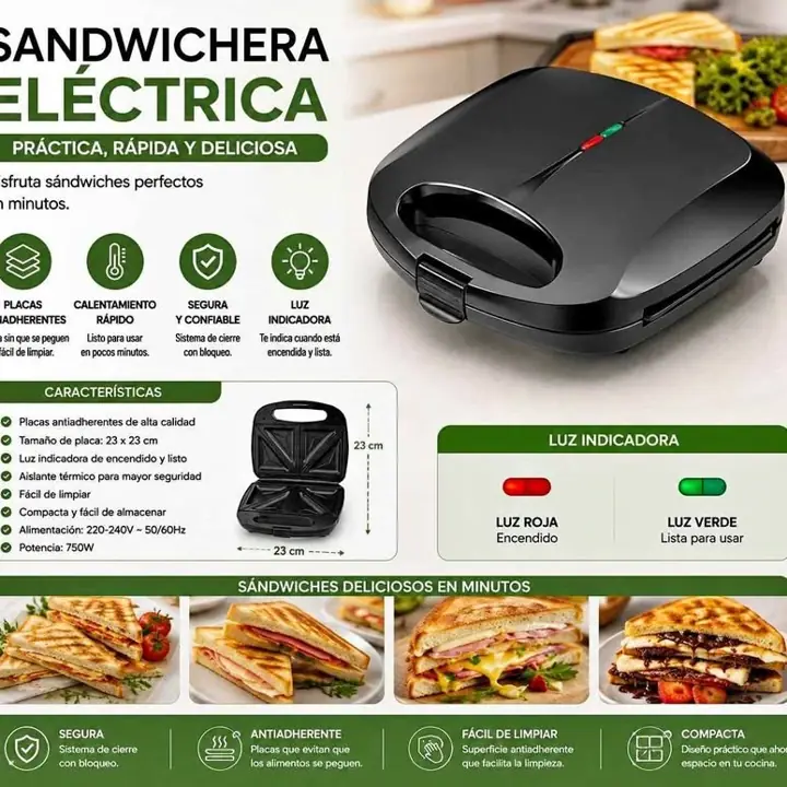 Sandwichera electrica antiadherente glob