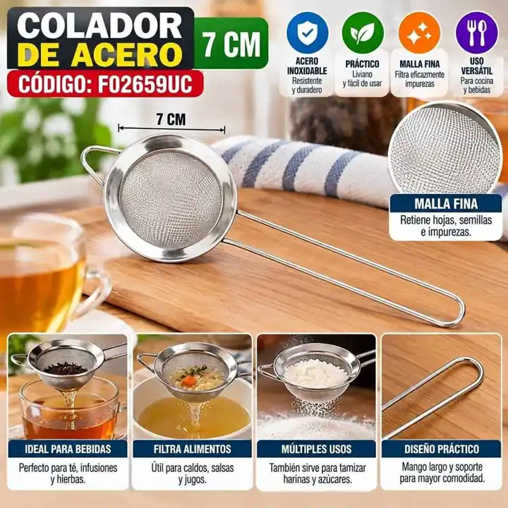 Colador acero gris 7 cm