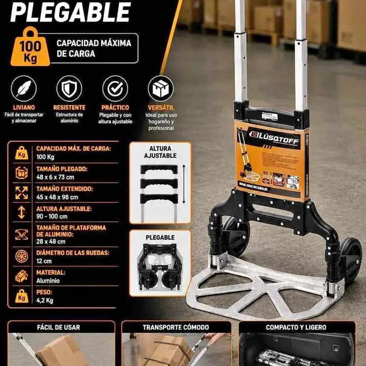 Carro aluminio plegable hasta 100KG