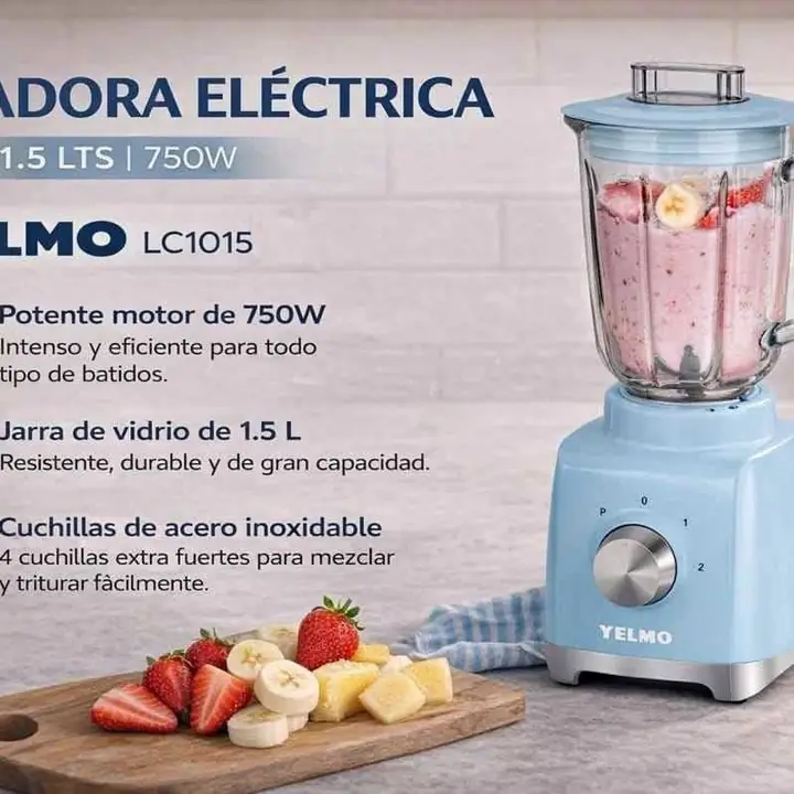 Licuadora electrica 1,5 lts 750W yelmo