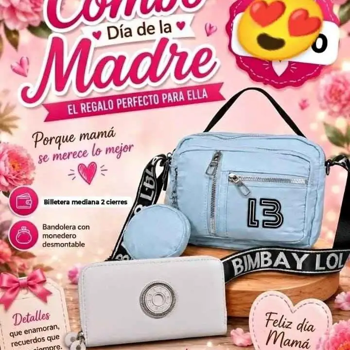 Morral + billetera mediana doble cierre dia de la madre