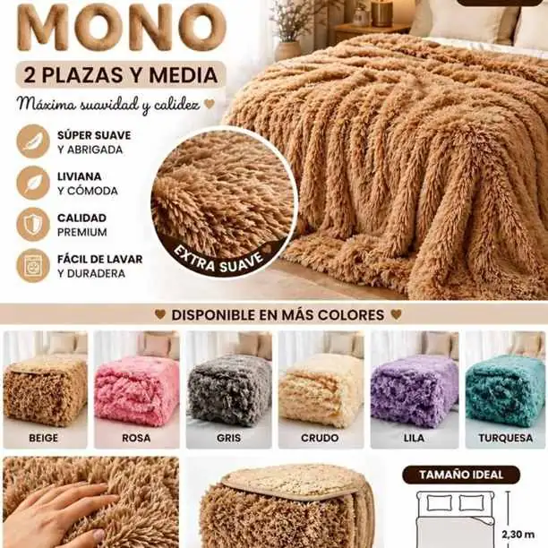 Manta piel de mon 2 1/2 plazas con corderito