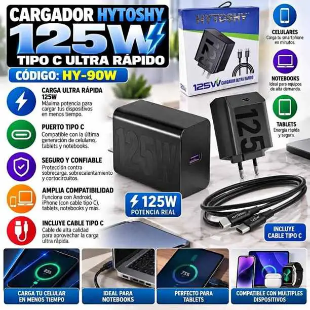 Cargador hytoshy 125W tipo C