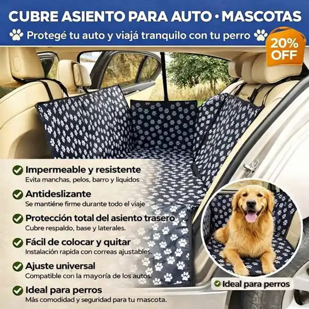 Funda Cobertor de Asiento para Auto de Mascotas