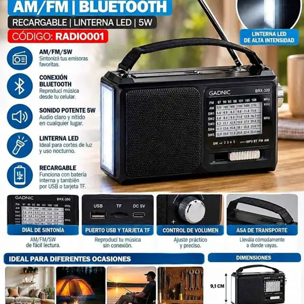 Radio FM- AM con bluethooth