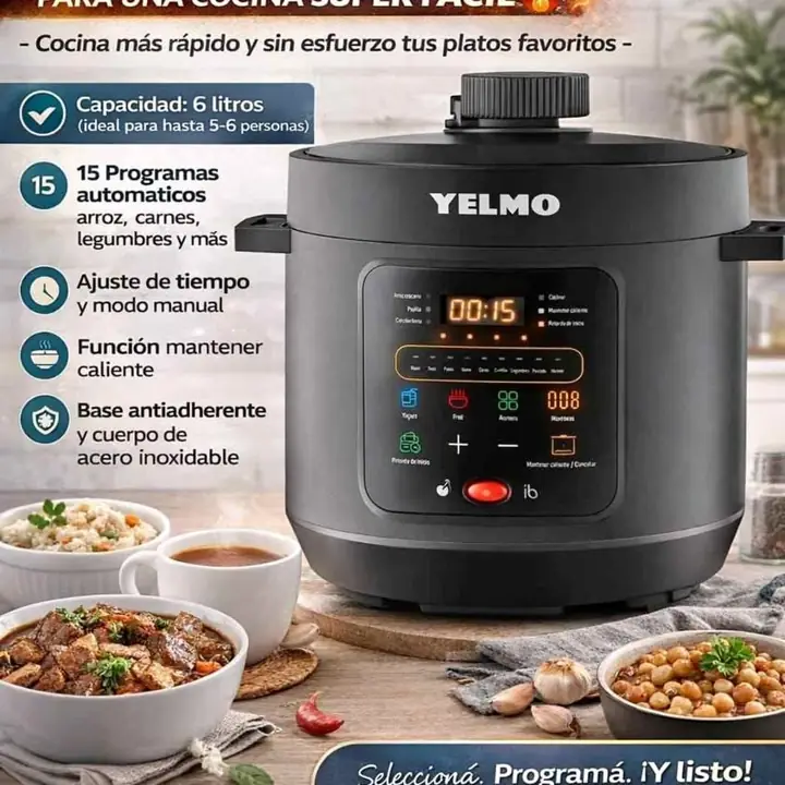 Olla electrica a presion 6 lts yelmo
