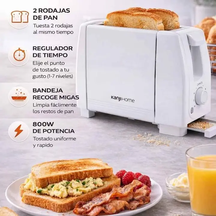 Tostadora electrica blanca Kanji sin bandeja