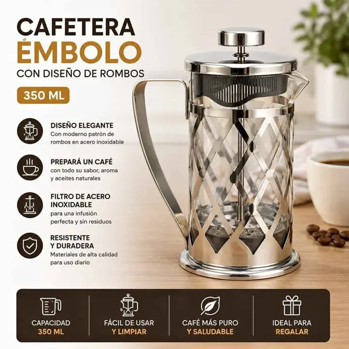 Cafetera embolo 350 ML con diseño