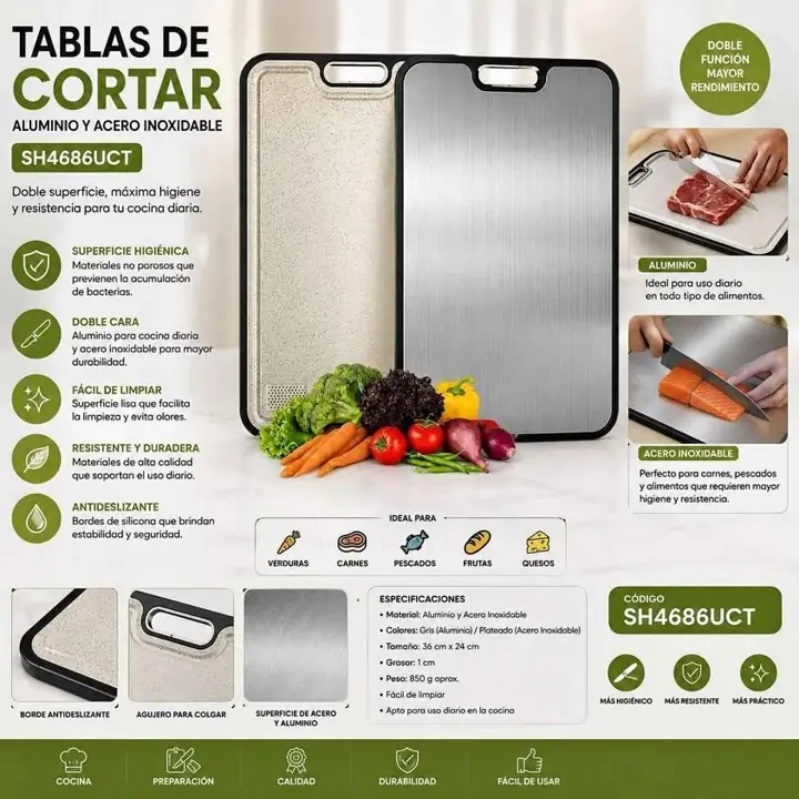 Tablas de cortar de aluminio y acero inoxidable