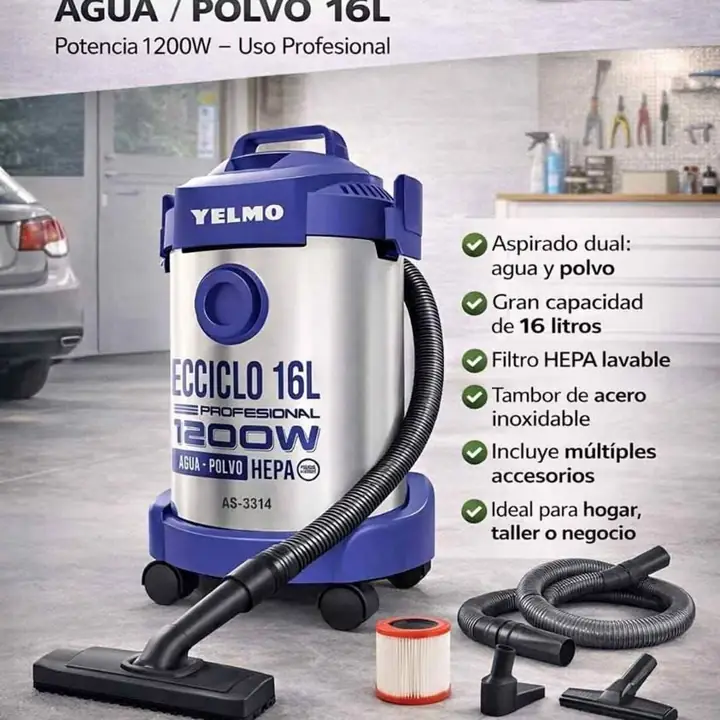 Aspiradora electrica agua polvo prof yelmo