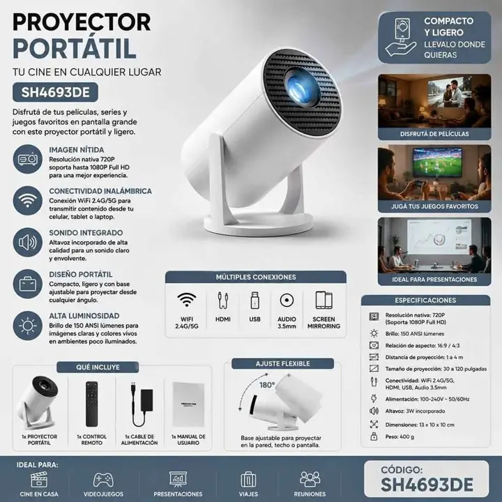 Proyector portatil full HD Android TV