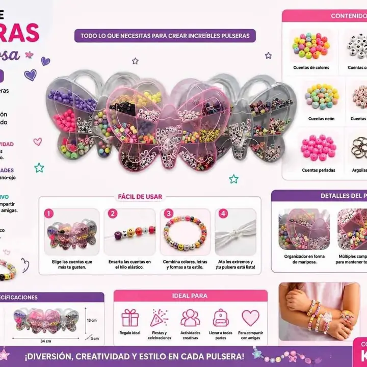 Juego armador de pulseras mariposa