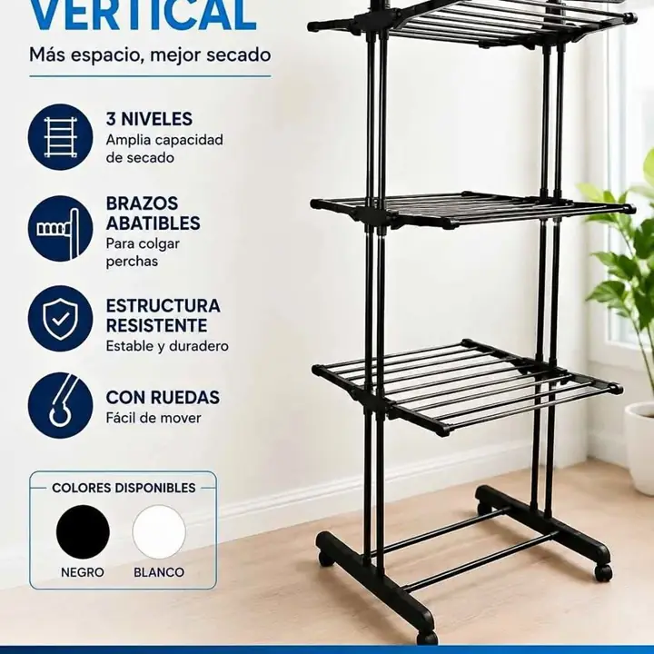 Tender vertical 3 niveles - blanco con azul
