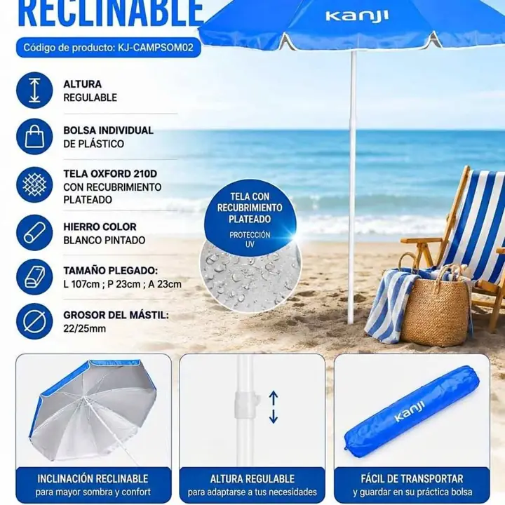 Sombrilla reclinable tela oxford Kanji