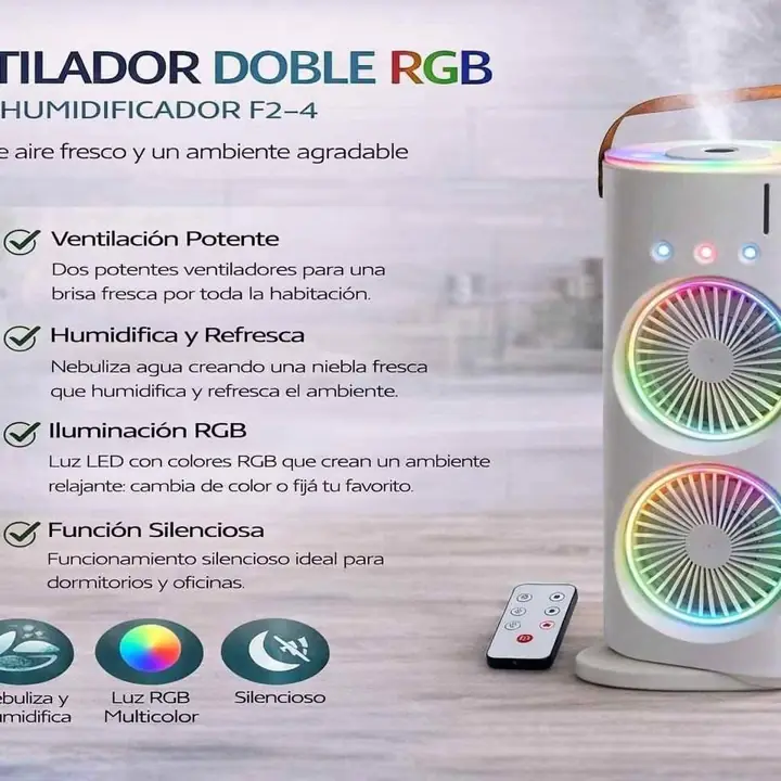 Ventilador doble RGB con humidificador