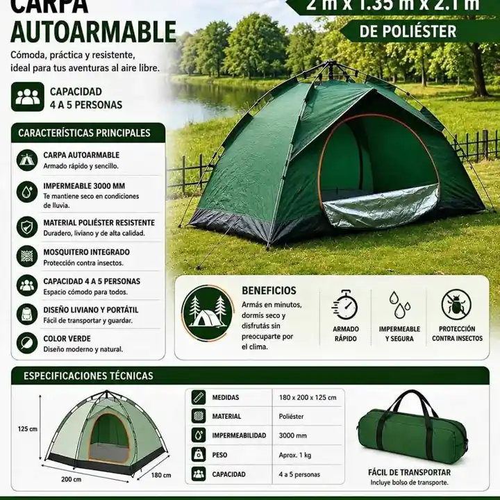 Carpa automatica mtl mediana verde