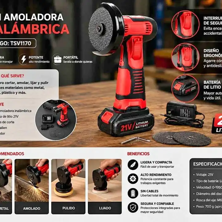 Mini amoladora inalambrica 1 bateria
