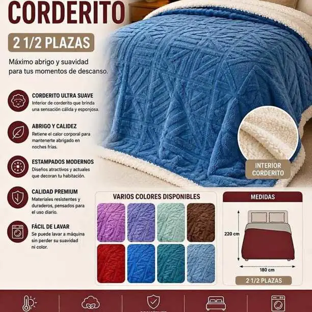 Manta de 2 plazas y media con corderito