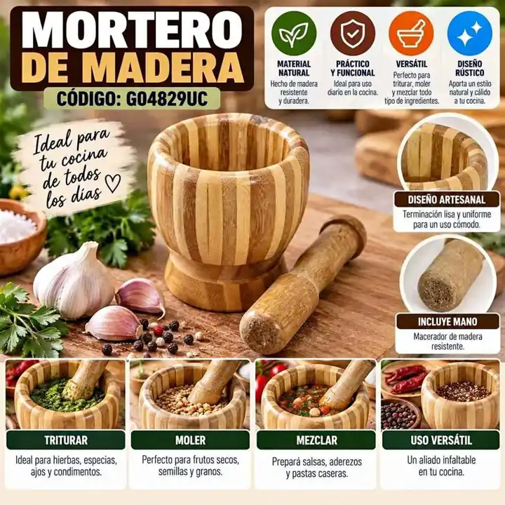 Mortero de madera