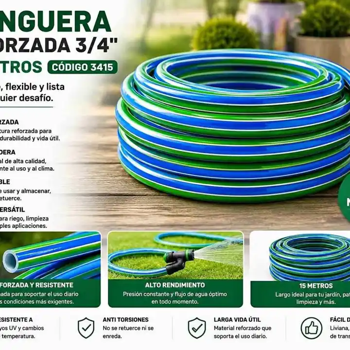 Manguera reforzada 3/4 15 metros