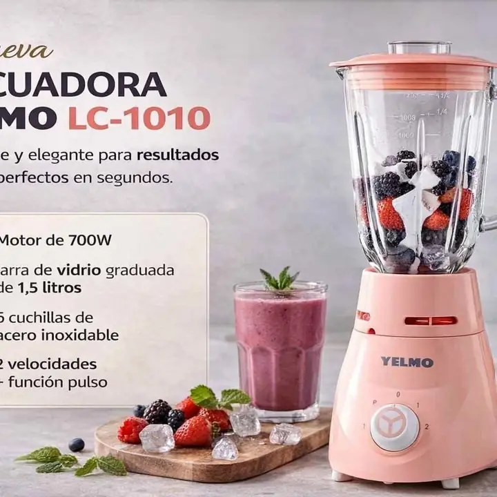 Licuadora electrica 1.5 lts 700W rosa yelmo
