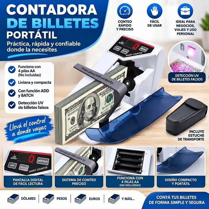 Contadora de billetes portatil glo