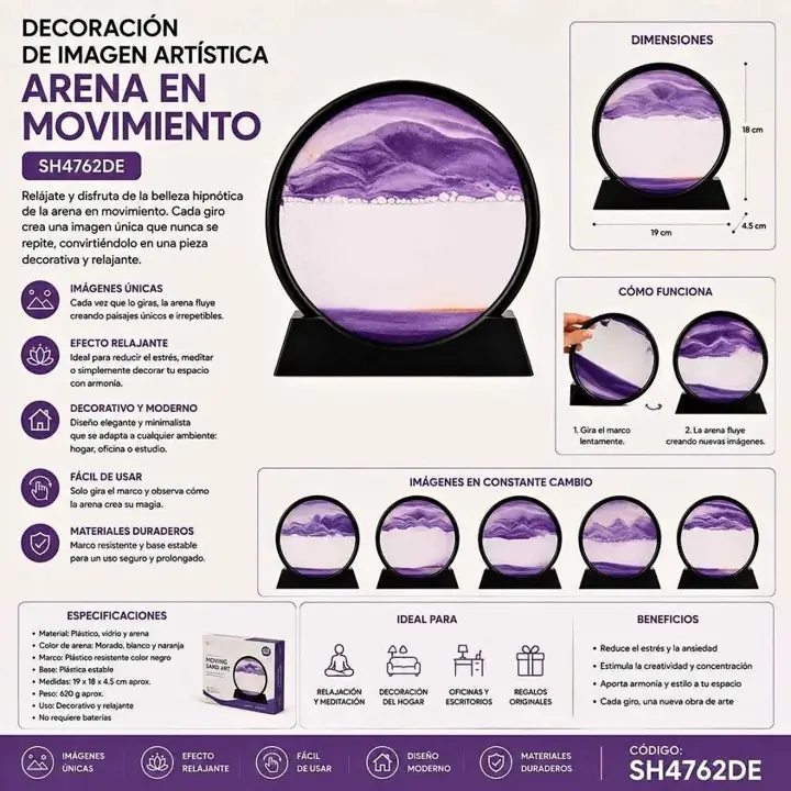 Decoracion de imagen artistica de arena en movimie