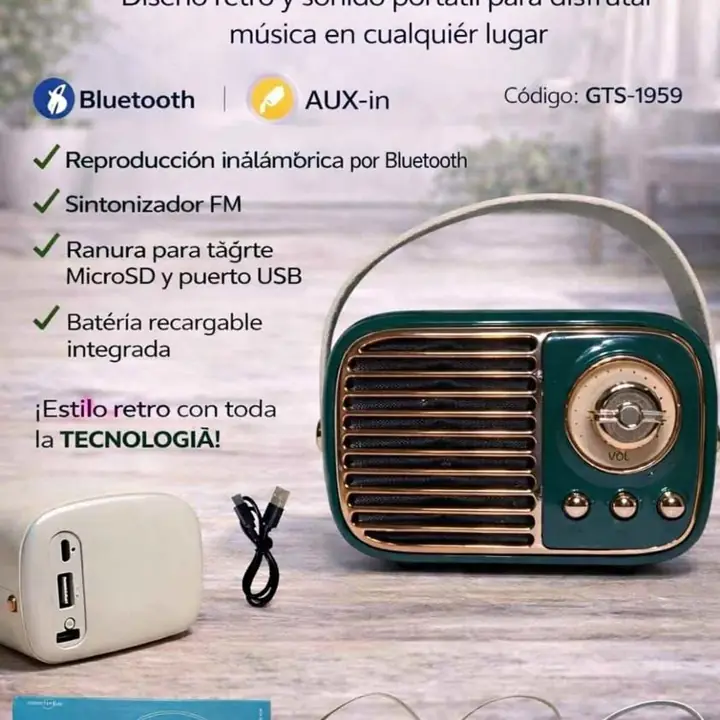 Radio vintage BT/FM/MP3 recargable