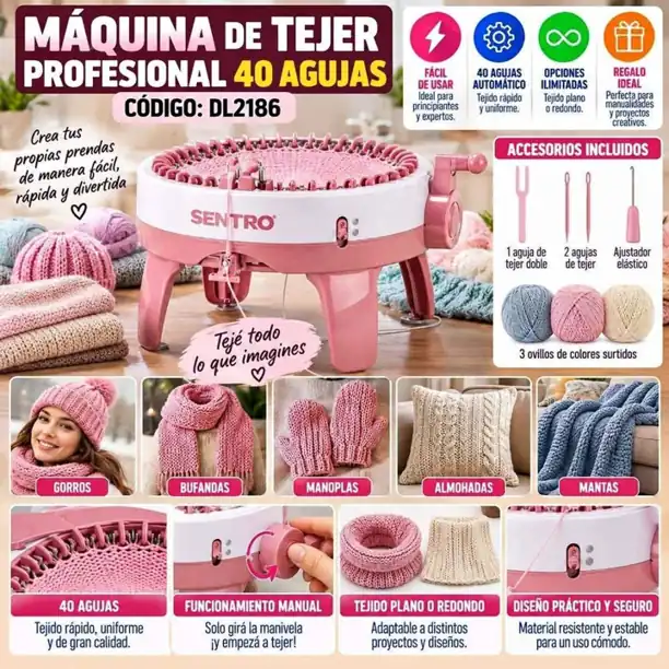 Máquina de Tejer Profesional 40 Agujas automático