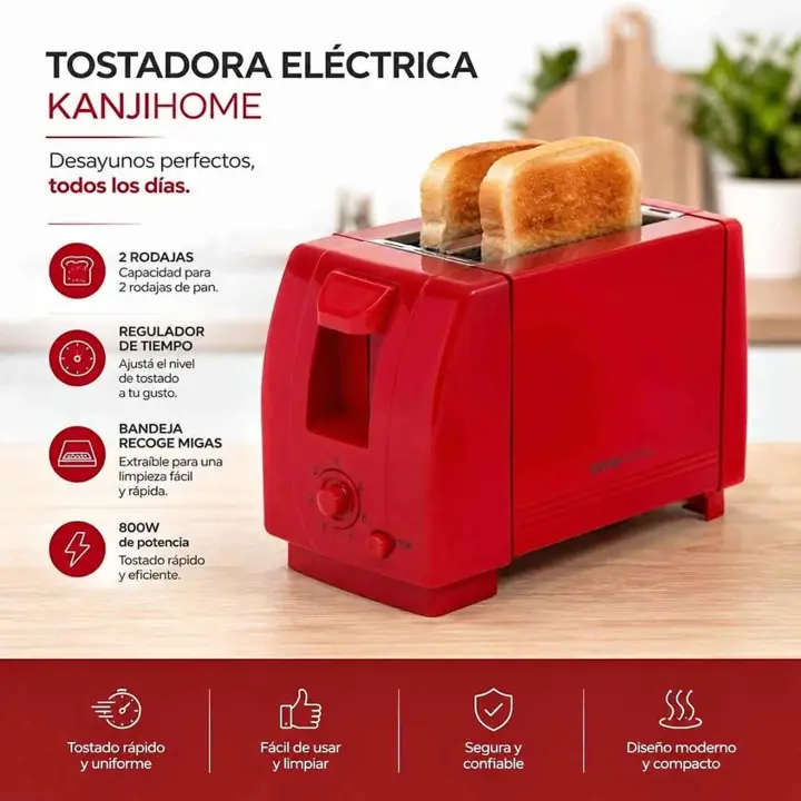 Tostadora electrica 2 reb roja