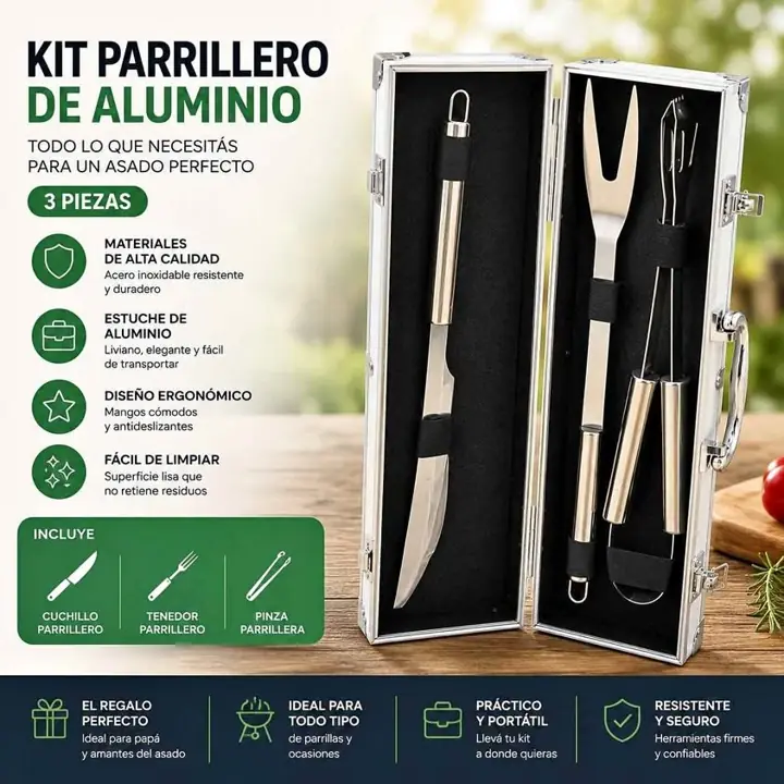 Kit parrillero con maletin de aluminio