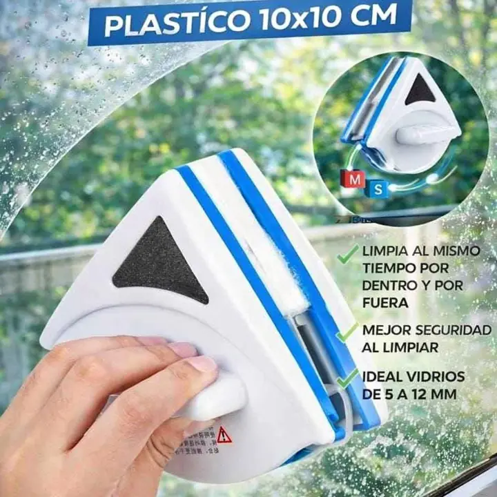 Limpia vidrios magnetico plastico blanco 10x10 cm