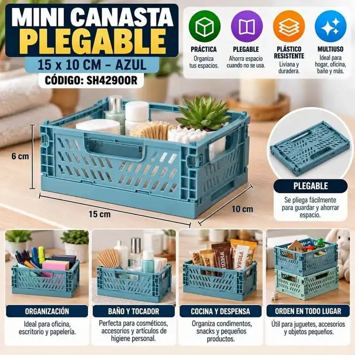 Mini canasta plegable 15 10CM azul