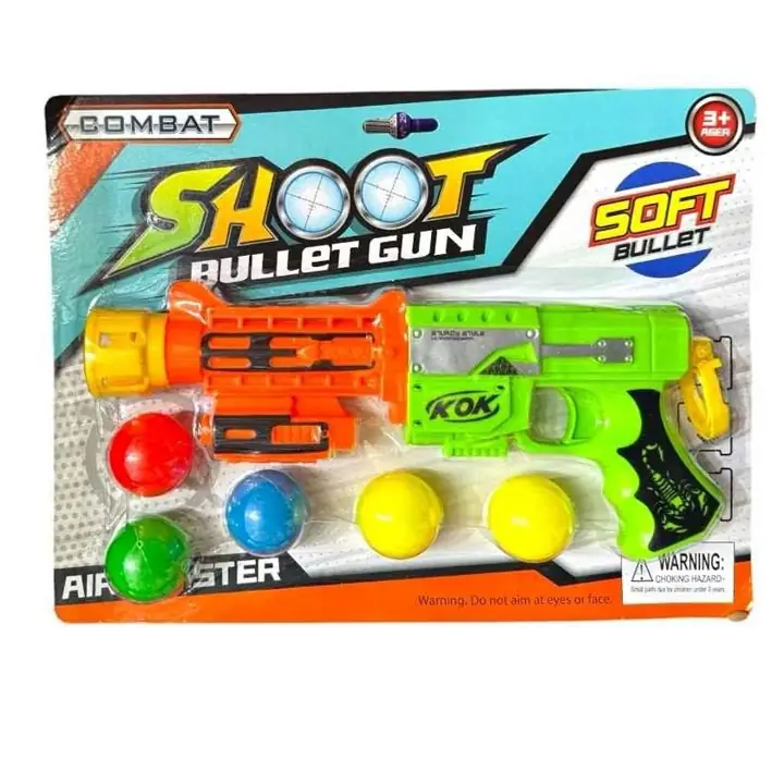 Pistola lanza pelotas en blíster
