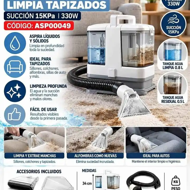 Aspiradora limpia tapizado/alfombra 330W succion