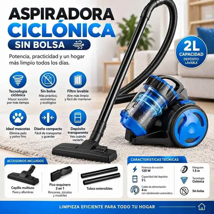 Aspiradora trineo ciclonica 2 lts suono
