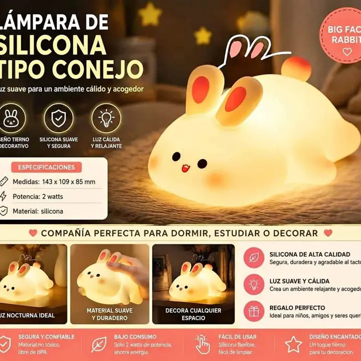 Lampara de silicona tipo conejo