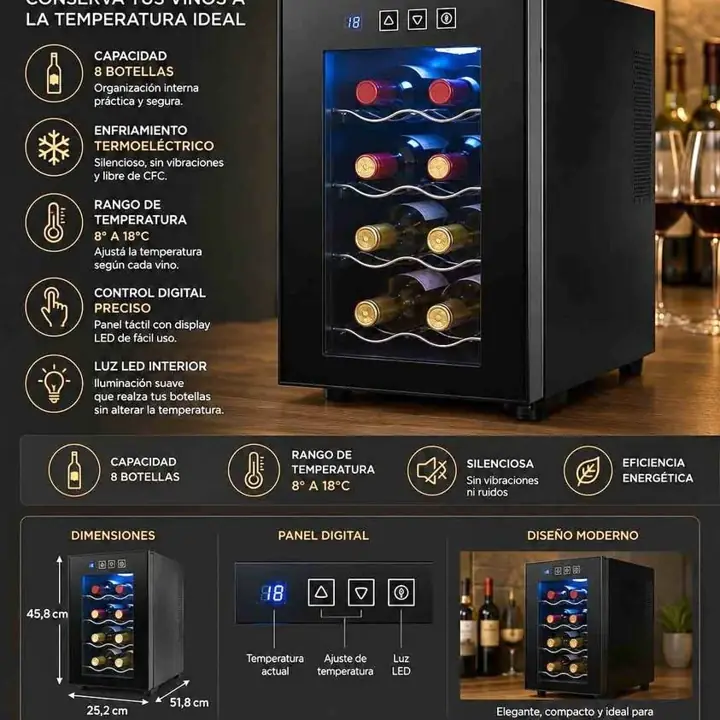 Cava de vino termoelectrica 8 botellas