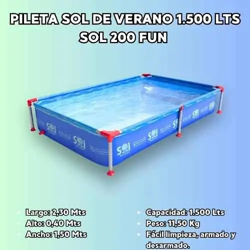 Pileta de lona 1500 lts - sol de verano