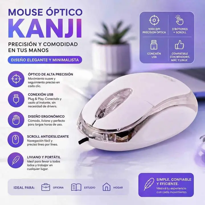 Mouse luminoso USB Kanji
