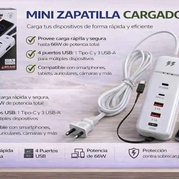 Mini zapatilla cargador rack charger 66W