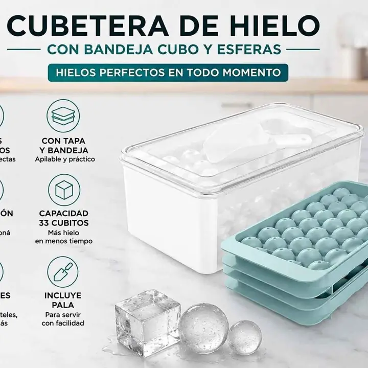 Cubetera de hielo con bandeja