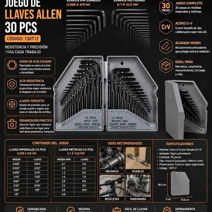 Juego de llaves allen 30PCS