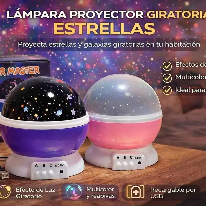 Velador estrella giratorio proyector