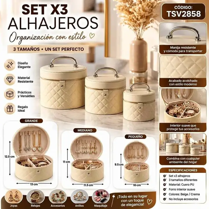 Set X3 alhajeros 3 tamaños maquillaje brochas